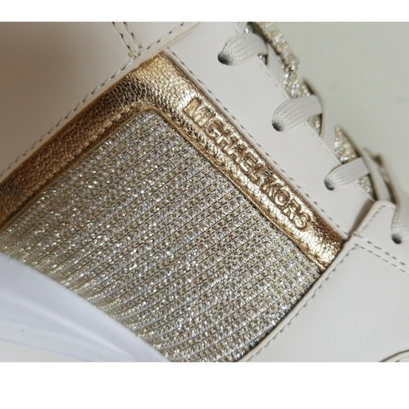 Michael Kors Georgie Gold Lurex Wedge Sneakers size 7 - Picture 10 of 13
